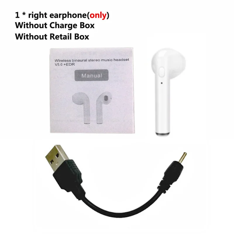 only 1 White No Box TWS i7S беспроводные наушники-вкладыши Bluetooth V5.0 гарнитура музыкальные наушники-вкладыши с зарядкой для iPhone Xiaomi всех смартфонов - Цвет: only 1 White No Box