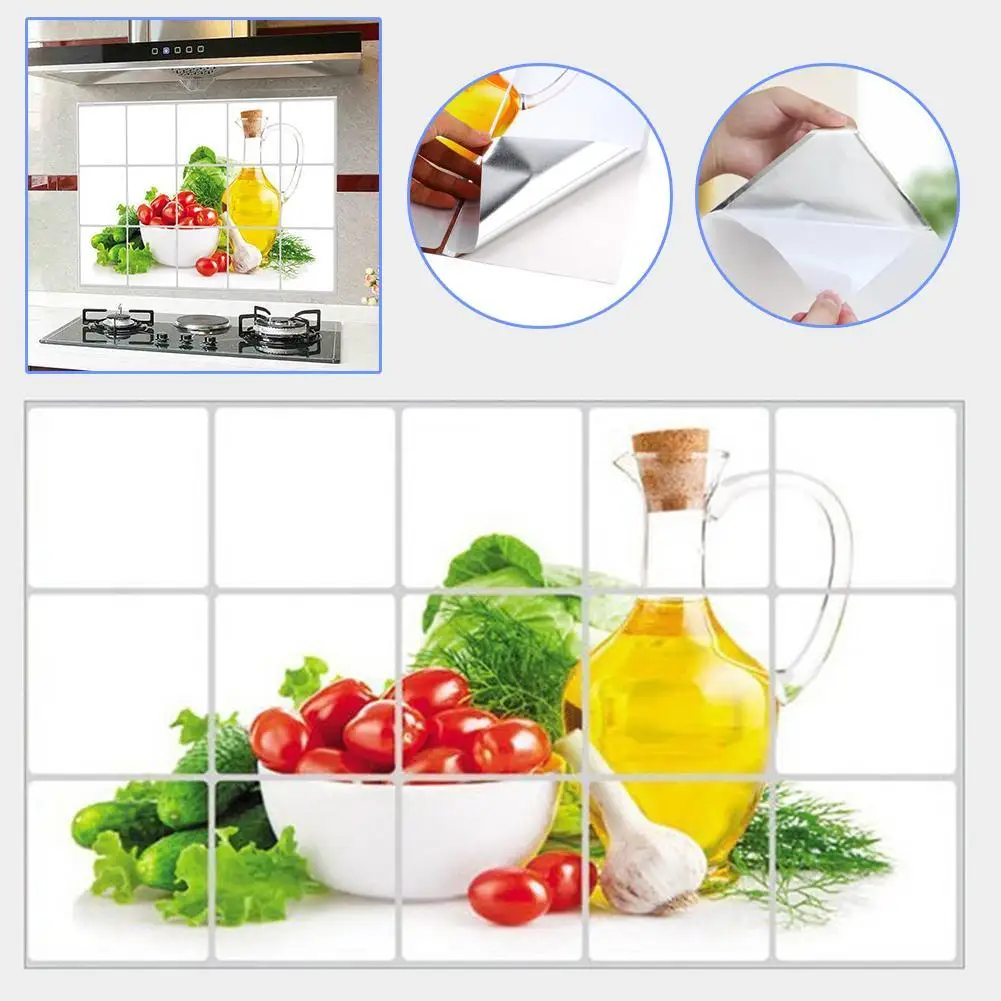 Настенная бумага для кухни с фруктовым узором Наклейка из фольги украшение дома