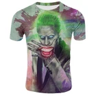 Мужская футболка 2021 с объемным рисунком клоуна с большим ртом, тонкая простая ткань с коротким рукавом, размер XXS-6XL, Детская Мужская и женская одежда T