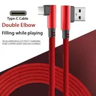 Кабель для быстрой зарядки Micro USB Type-C, мобильный телефон, нейлоновый плетеный провод для передачи данных на 90 градусов для Huawei P30, Xiaomi, Samsung, 1 м, 2 м