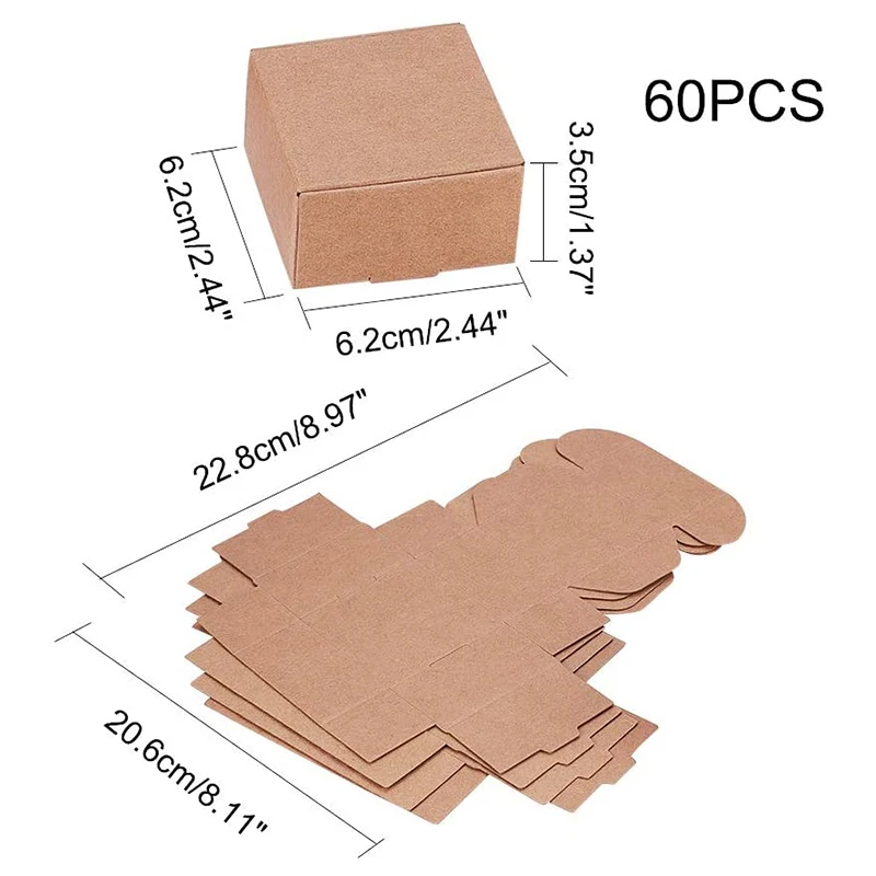 60 шт. коробка для упаковки подарков из крафт бумаги|Подарочные сумки и упаковка| |