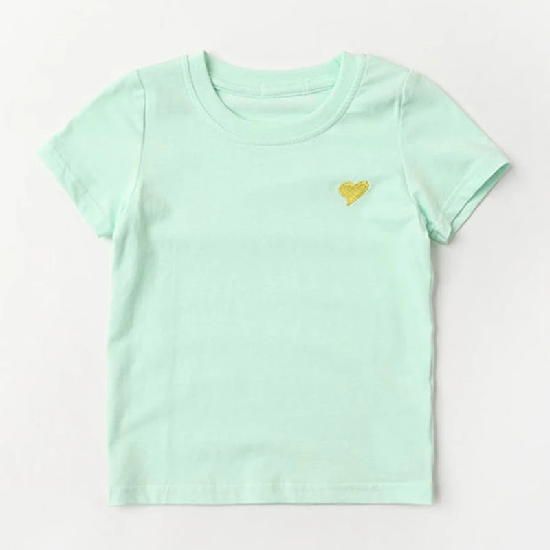 

Children's T-Shirt Pure Cotton Solid Short-Sleeved ColorfulGirls' Summer Clothes Baby Summer Clothes Boys' Tops Embroidery Heart