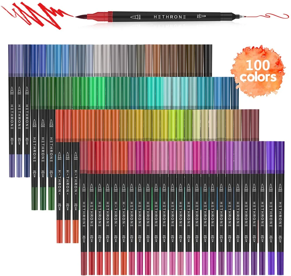 Hethrone 100 шт. двойная головка FineLiner Рисование художественные Маркеры Ручка