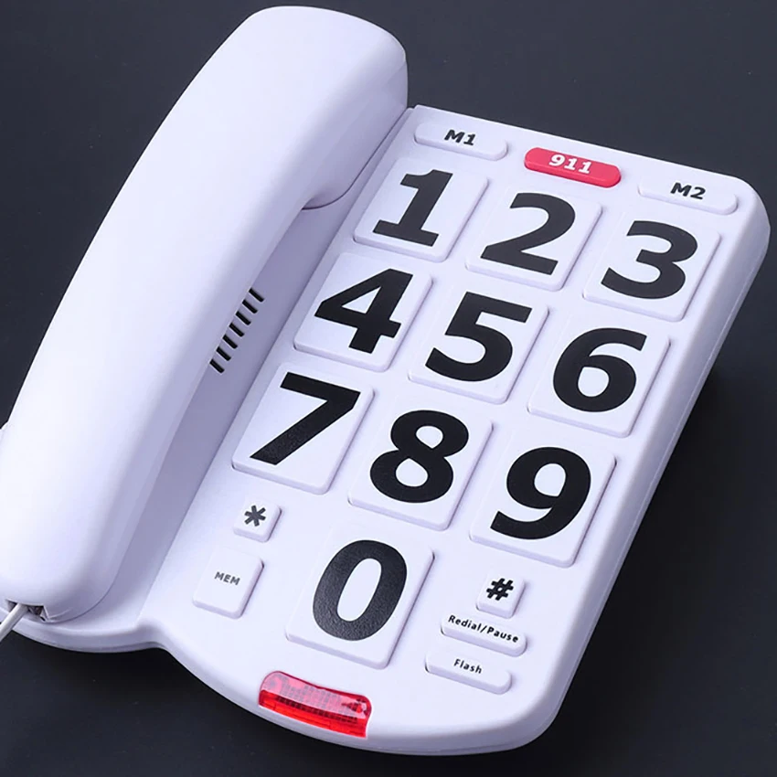 

Big Button Corded Phone with 3 One-Touch Speed Dial, 911 Emergency, Elderly Amplified Phones for Hearing Impaired Seniors