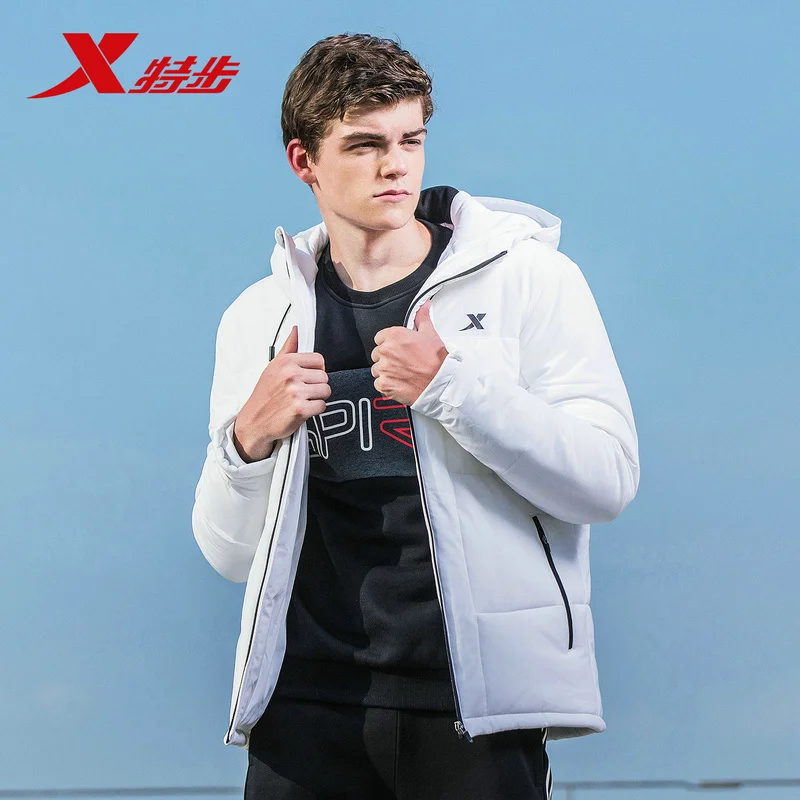 Xtep мужская хлопковая одежда зимняя новая теплая и удобная с капюшоном свободная Мужская куртка пуховик 882429189113