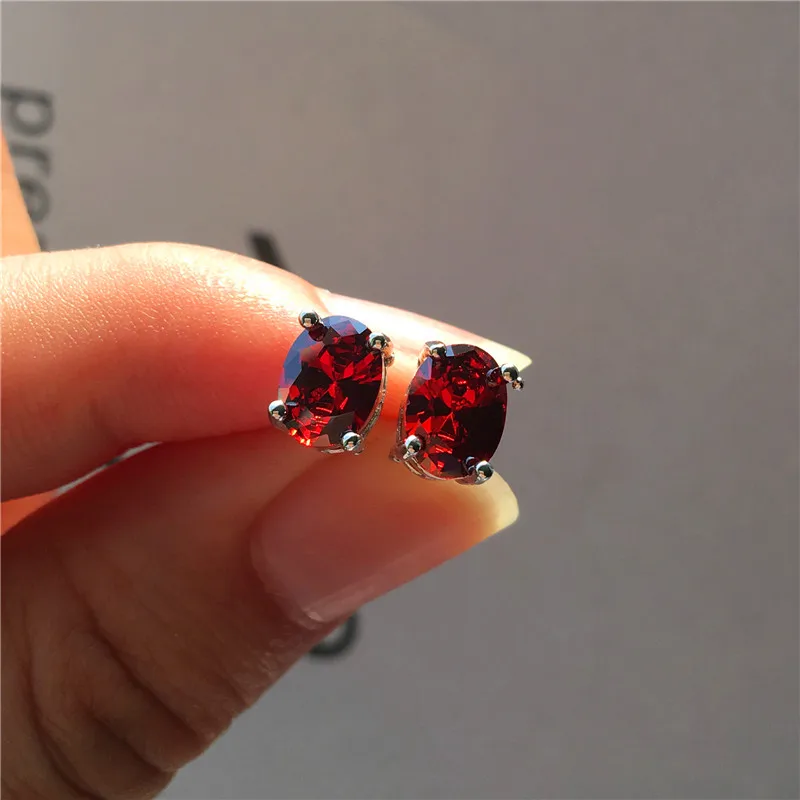 Женские серьги гвоздики в стиле бохо фиолетовые красные Овальные милые