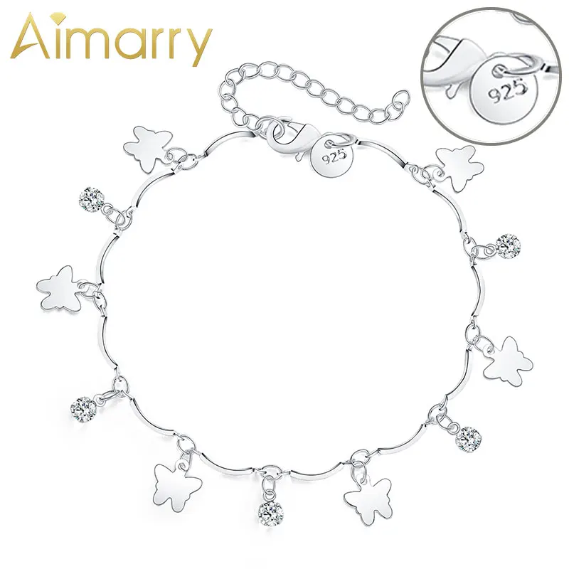 

Aimarry 925 Sterling Silver Butterfly AAA Zircon Bracelet Anklet For Women Party Gifts Engagement Wedding Fashion Jewelry
