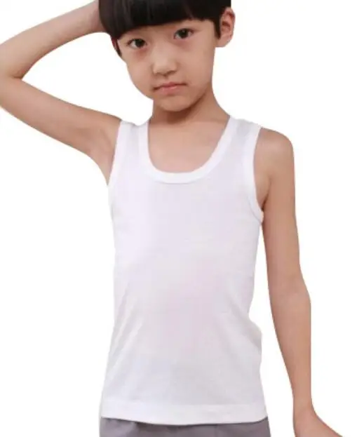 

New Style kids Summer Sleeveless vest Solid Colour Cotton Blend tops