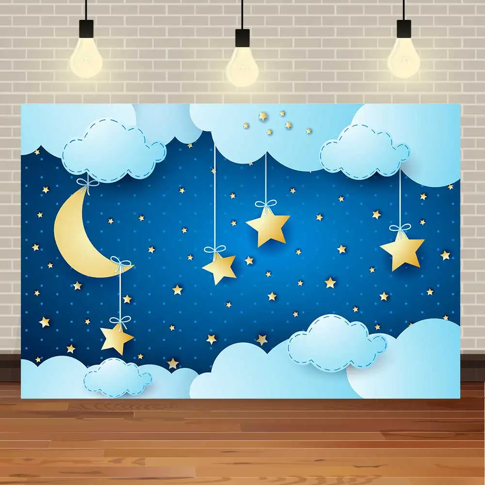 Фотофон NeoBack с днем рождения блестящие звезды Звездное небо Луна девушка 1-й