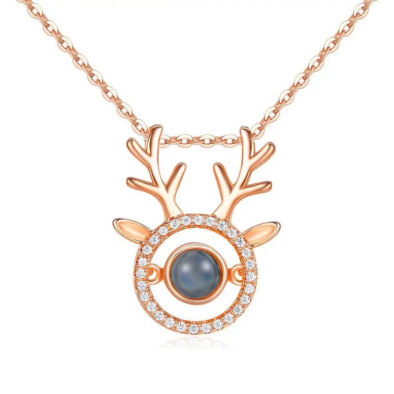 style 3 rose gold Amxiu DIY, Ожерелье I Do, 100 языков, проекционное Ожерелье I love you, 925 пробы, серебряное ожерелье для женщин, свадебное ювелирное изделие, подарок - Окраска металла: style 3 rose gold