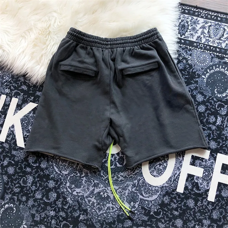 

2021ss ASKYURSELF Shorts Men Women High street green drawstring sanded hair washed knife cut loose mouth loose shorts