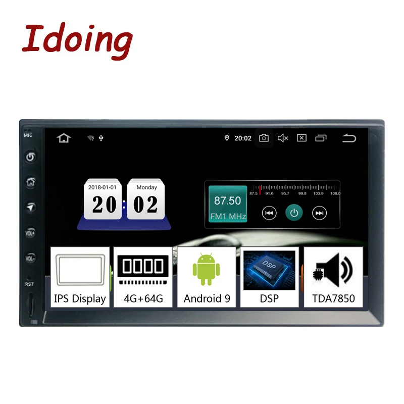 

Система мультимедийная Автомобильная Idoing TDA7850, универсальный плеер 2din на Android 9,0, с 7 дюймовым IPS экраном, ОЗУ 4 Гб, ПЗУ 64 ГБ, GPS, 8 ядер