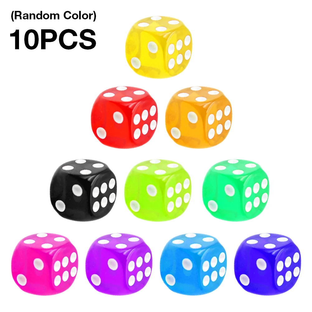 

10PCS 6MM Premium Transparent Dice Entertainment Dice Table Game Equipment Throwing Game Party Game Tool