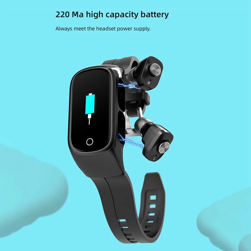 

N8 Smart Watch Wireless Bluetooth Headset 2 in 1 Multifunctional Bracelet Fitness Tracker Wristband Earphone