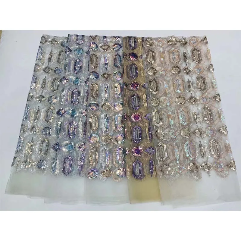 

African Mesh Lace Fabric With Sequins Sequins Lace Fabric French Tulle Net Embroidery Lace Fabric For Wedding Party