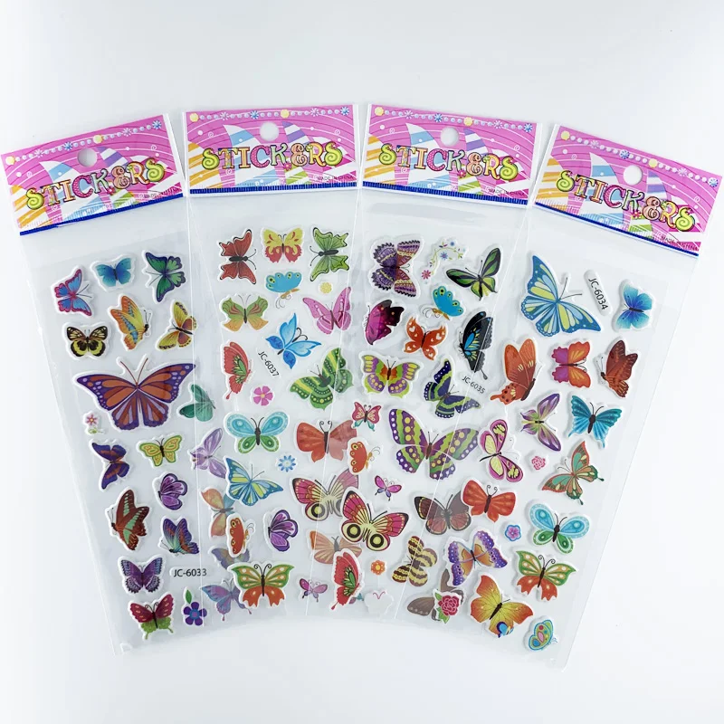 Juego de 8 hojas de pegatinas 3D de dibujos animados para ni&ntilde;os y ni&ntilde;as, pegatinas de burbujas, adhesivo de manualidades para &aacute;lbum de recortes, juguetes, regalo-1