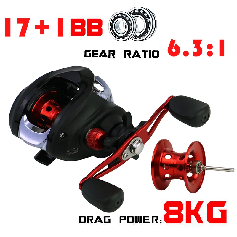Катушка рыболовная REELSKING GLE 17 + 1BB макс. 8 кг 6 3: 1|Рыболовные катушки| |