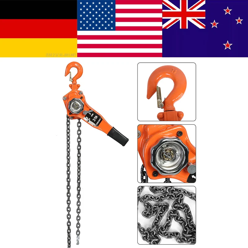 

3t/3000kg Chain Block Hoist Ratchet Hoist Ratchet Lever Pulley Lifting Weight Tool No Galvanized 2.4m Length Chain gereedschap