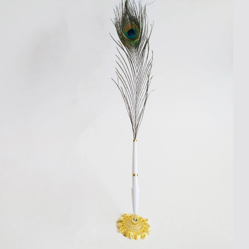 Золотое перо павлина полый круглый держатель для ручки набор подписи золотые