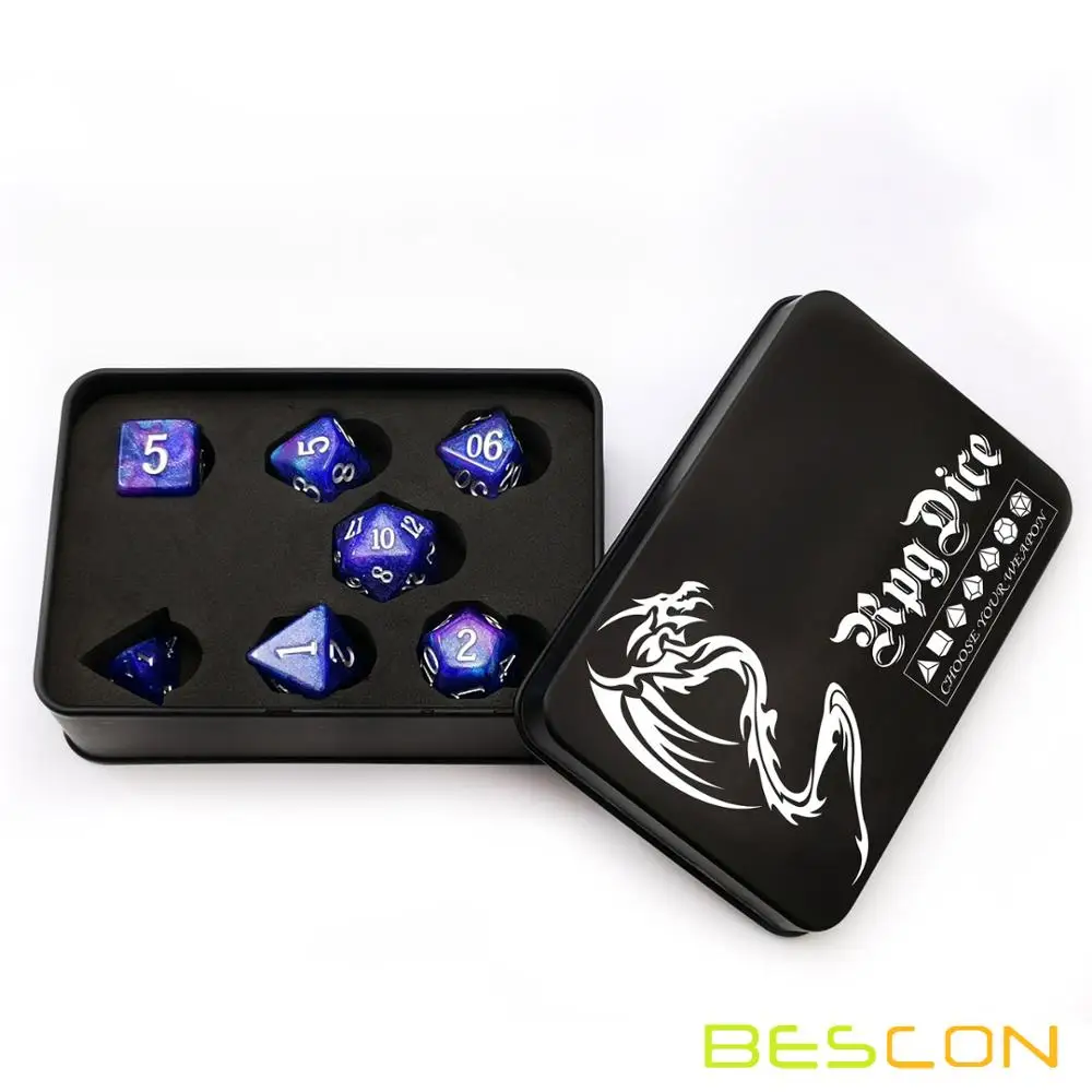 Twilight Tinbox Bescon Звездная ночь игральные кости набор серии, 7 шт. многогранные РПГ кости набор Млечный путь, полночь, сумерки - Цвет: Twilight Tinbox