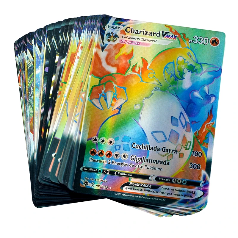 Pokemon versi&oacute;n en espa&ntilde;ol Charizard V VMAX equipo brillante Super brillante tarjeta de juego de tarjeta de batalla comercial de los ni&ntilde;os juguetes de regalo-2