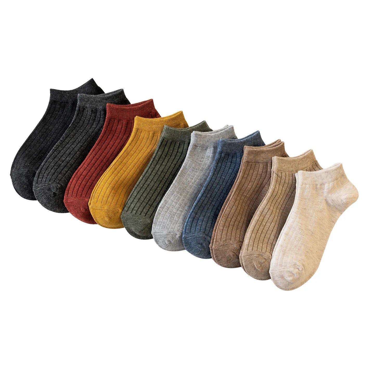 

1 Pair of Socks Women Spring and Summer New Japanese Style Striped No-Show Socks Women's Pure Color Breathable Cotton Socks
