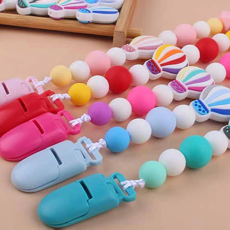 

Silicone Pacifier Chain Baby Pacifier Clip Food Grade Chew Safe Beads Teether Molar Soother Chew Chain Baby Teething Tool Gifts