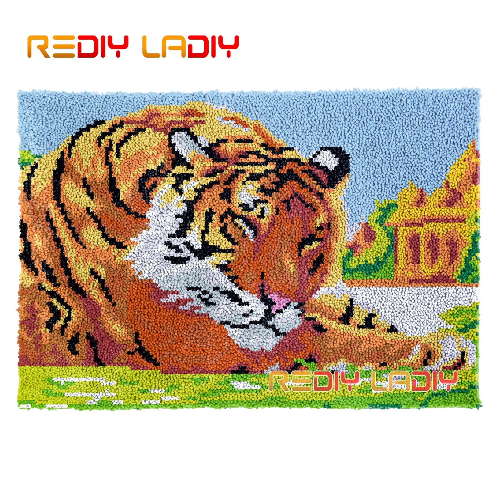 

Latch Hook Rug Sleeping Tiger DIY Carpet Rug Kits Chunky Yarn Cushion Crocheting Wall Tapestry Knitted Floor Mat Arts & Crafts
