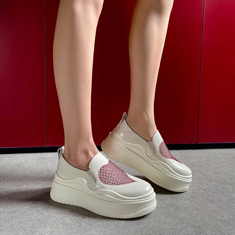 

spring autumn newest fashion print women pumps high heels platform round toe genuine leather women casual shoes drop shipping