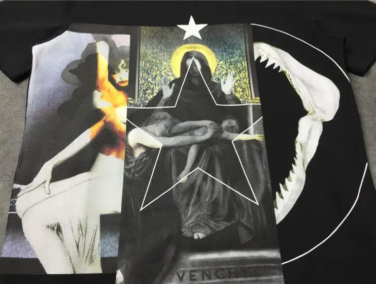 

luxury 20s Men New Virgin Mary Shark Teeth Man T Shirts T-Shirt Hip Hop Skateboard Street Cotton T-Shirts Tee Top #60