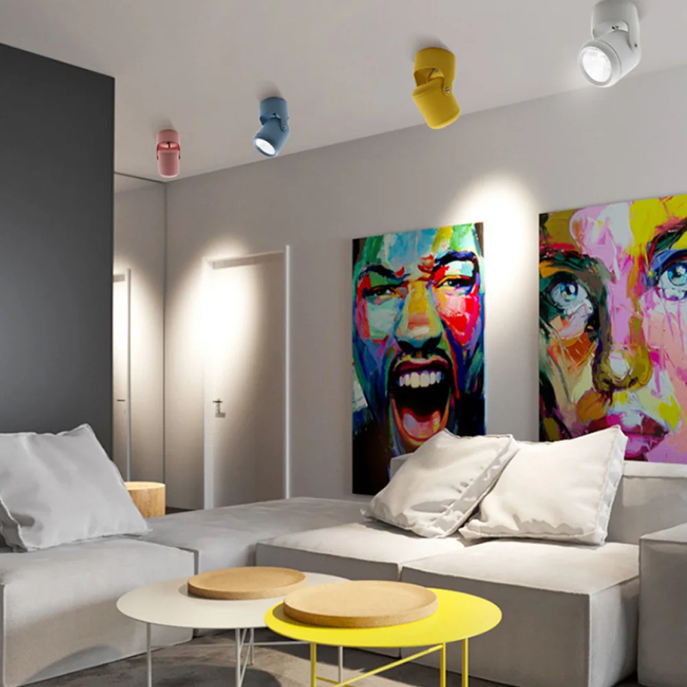 

Surface mounted spotlight led universal adjustable cob downlight background wall gallery spotlight 7w ceiling light