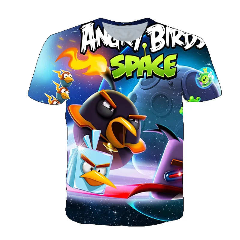 

Boys Girls 2021 new 3D printed angry movie men's fashion casual short sleeve bird T-shirt summer personality streetwear tees top