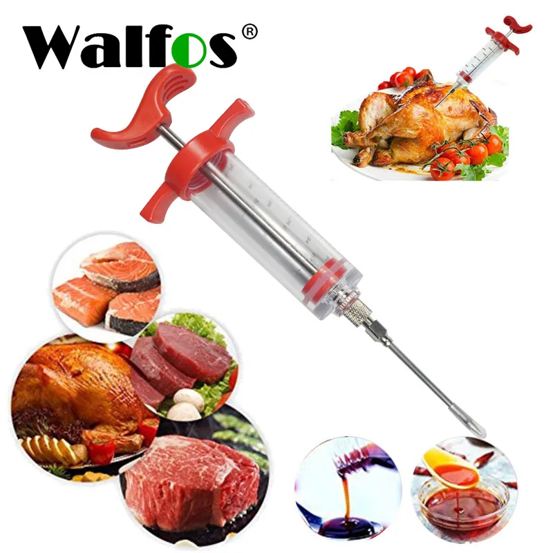 

WALFOS high quality Professional Meat Marinade Injector Flavor Syringe For Poultry Turkey Chicken Grill Cooking BBQ Tool