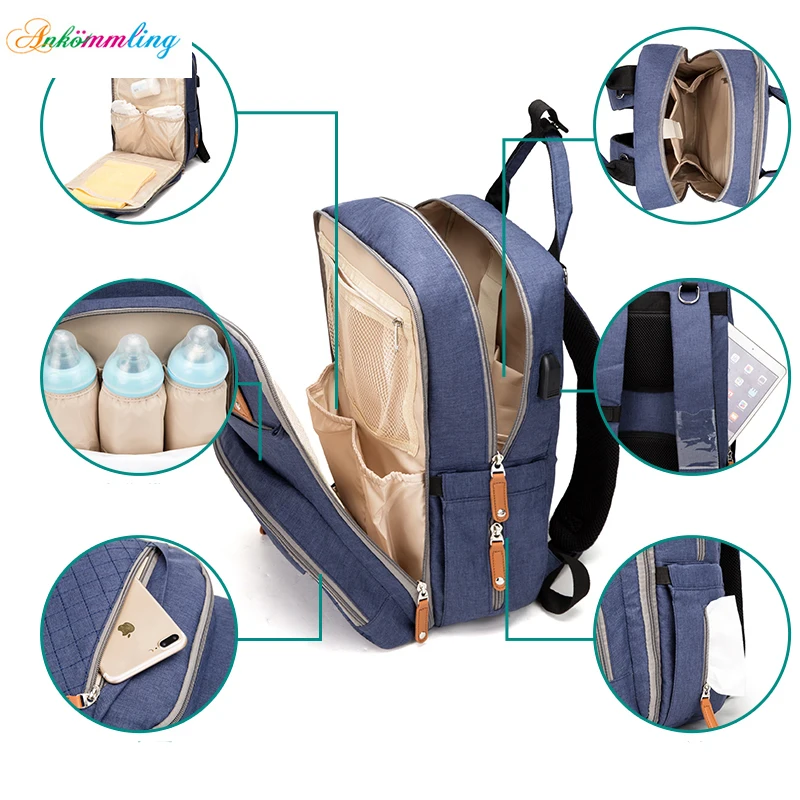 

Baby Diaper Bag Backpack for Mom 2020 USB Maternity Baby Care Nappy Nursing Bags Fashion Travel Diaper Backpack for Stroller Kit