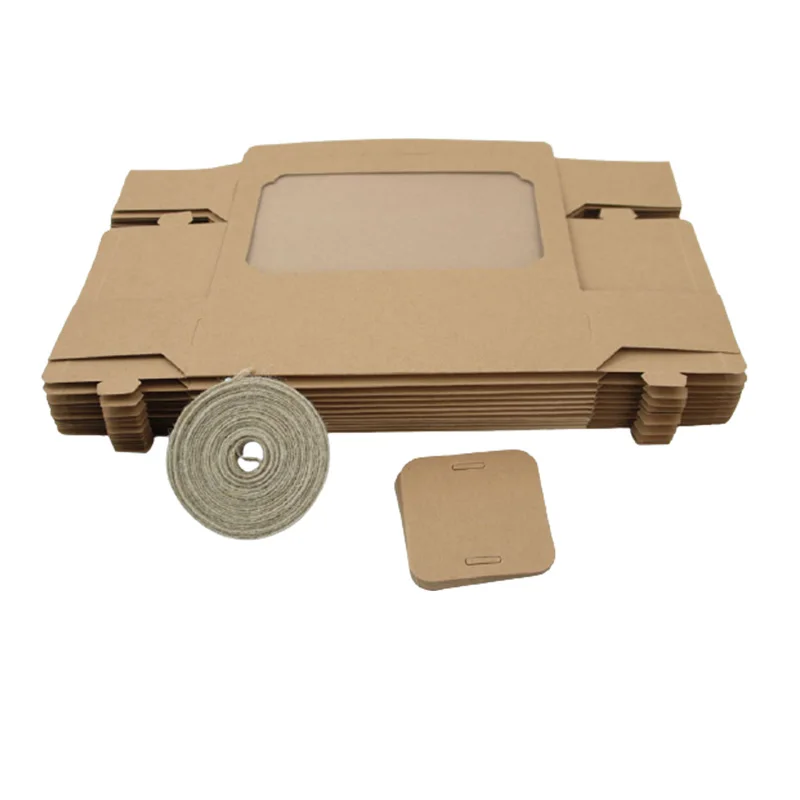 Упаковочная коробка из прозрачной крафт бумаги 12 шт. с окошком коробки для конфет