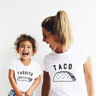 Забавные Летние повседневные футболки для мамы и дочки, тако и Такито, для всей семьи, футболки в тон
