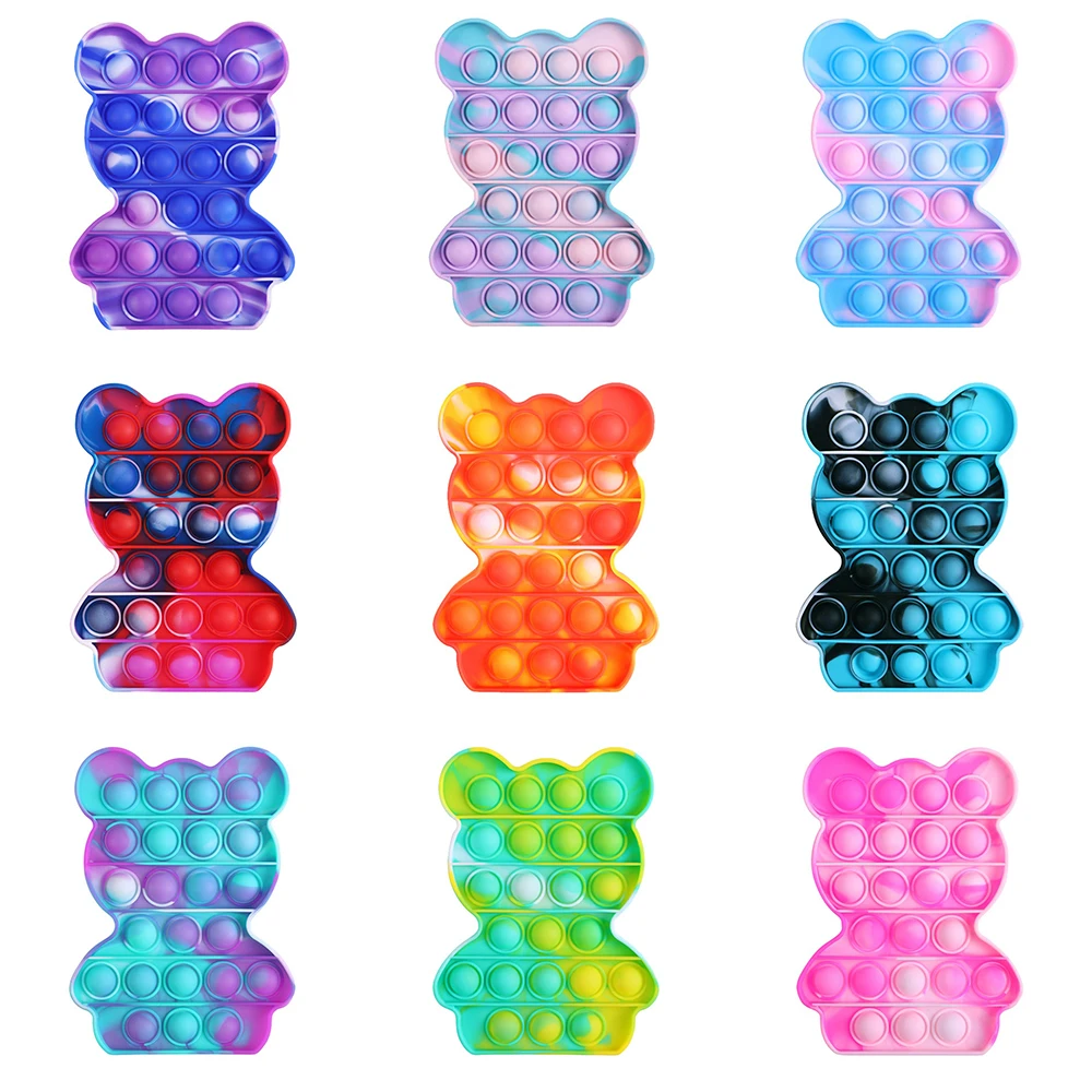 

Push Bubble Rainbow Color Little Bear Silicone Fidget Toys Autism Special Needs Sensory Anti-stress Relief Toy Kids Toys