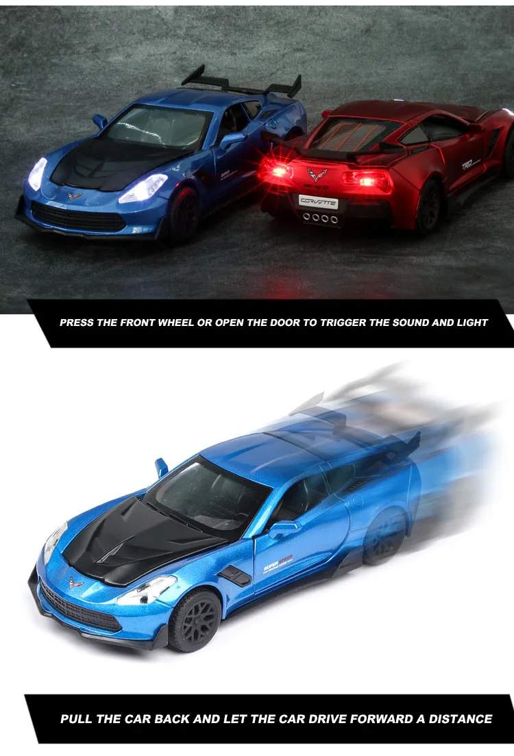 Литая 1:32 Corvette Supercar модель автомобиля из металлического сплава для моделирования автомобилей, игрушки для детей, подарки для детей