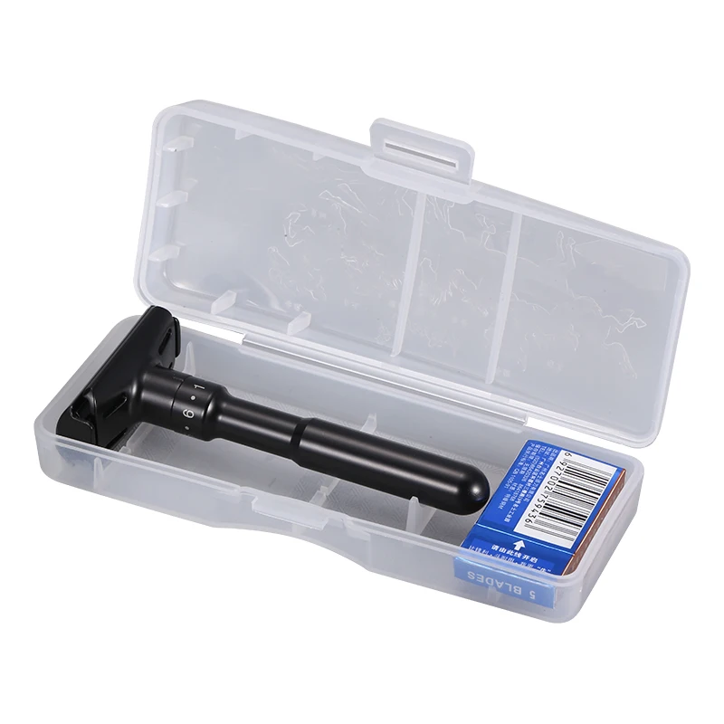 Черный регулируемый безопасный бритвенный станок с двумя краями для мужчин