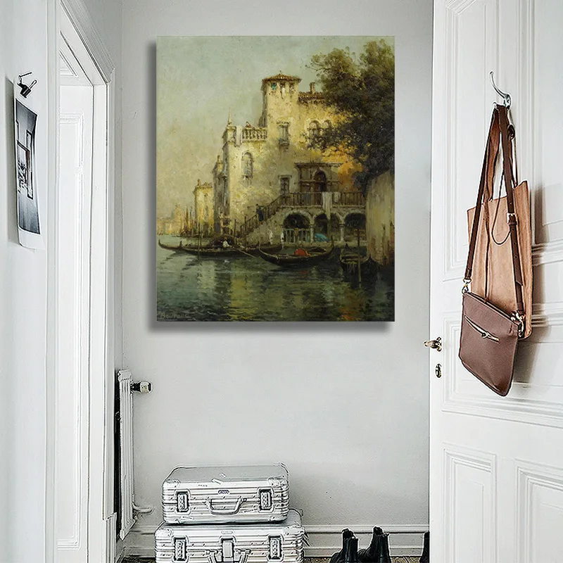

Print Resorts Water Town Venice Seascape Oil Painting on Canvas Vintage Poster Modern CuadrosWall Art Pictures for Living Room