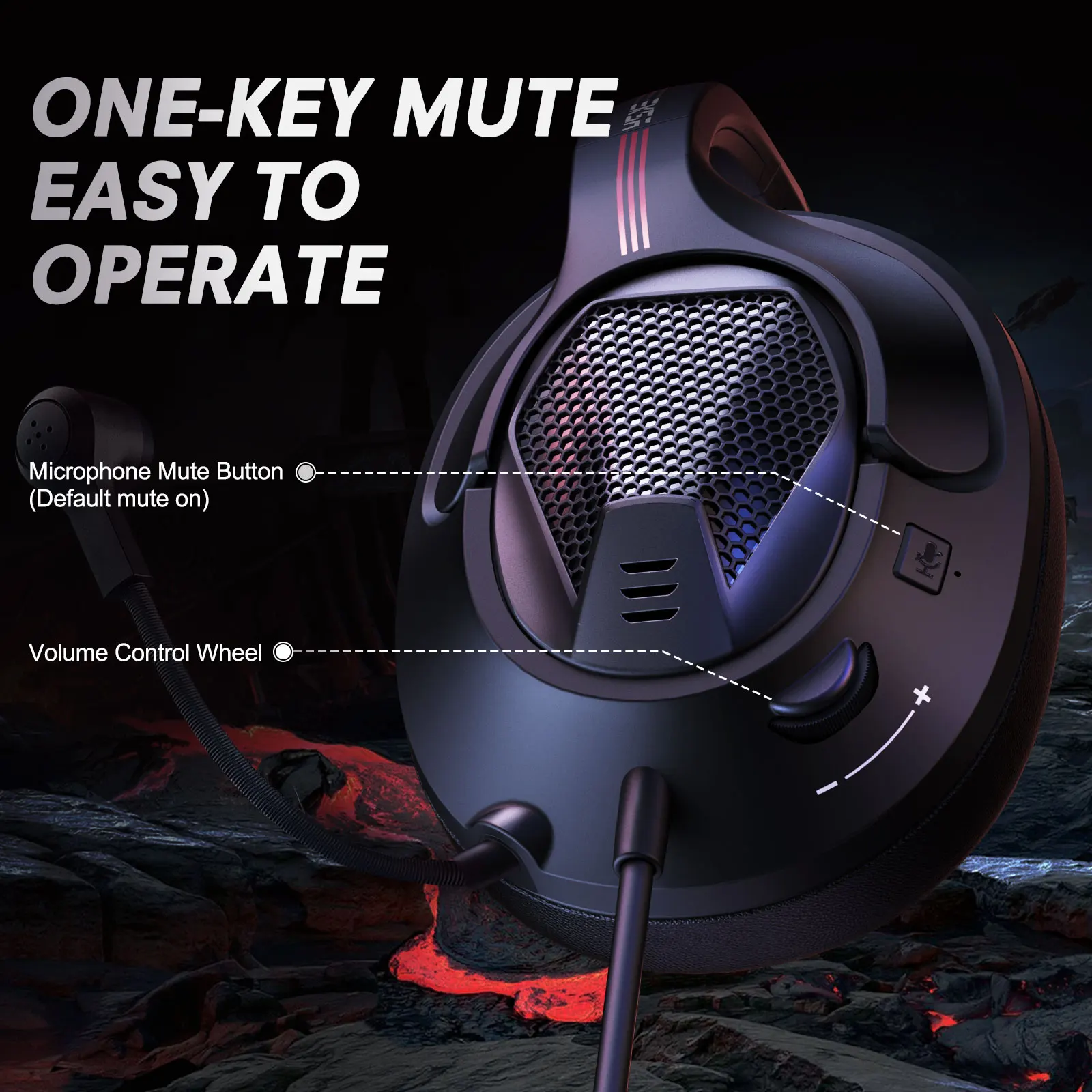 

EKSA E3D Gaming Headset Gamer 3.5mm Stereo Wired Headphones with Microphone Noise Cancelling For PC/PS4/Xbox One/Nintendo Switch