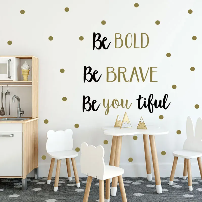 Be Bold Brave Dots мотивация Цитата Виниловые наклейки на стену для офиса украшение
