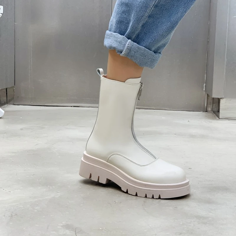 Женские ботинки из натуральной кожи на молнии Осень-зима |