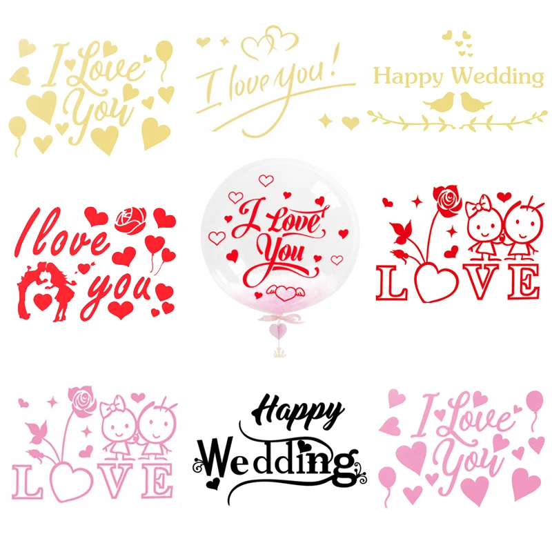 

PVC Transparent Helium Bubble Balloon Or Feather Or Red Happy Wedding Sticker Valentine's Day Party Wedding Decoration