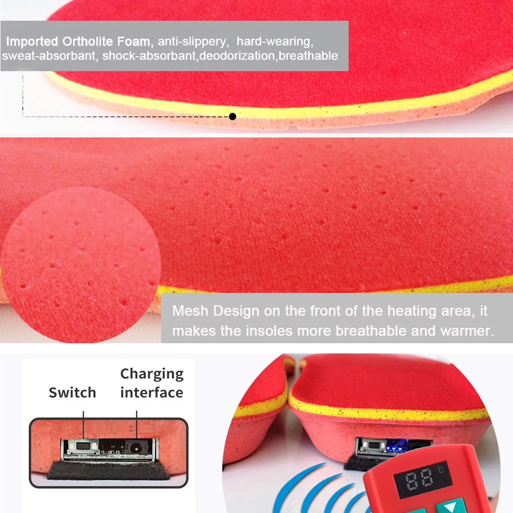 2300mAh Velvet Electric Heated Insoles for Women Men Shoes Hunting Skiing Thermal Foot Warmer with LED Remote Control | Дом и сад
