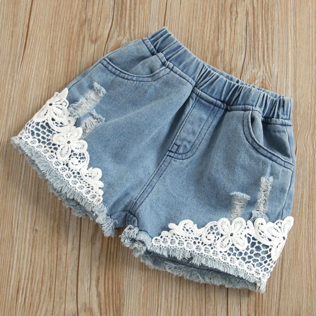 

2021 Toddler Baby Girl Clothes Short Sleeve Letter Print Tops Denim Shorts Trousers Sequined Headband 3PCS Set Teen 1-6Y