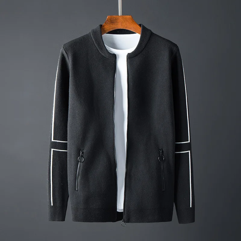 Мужской вязаный кардиган на молнии повседневный компьютерный с