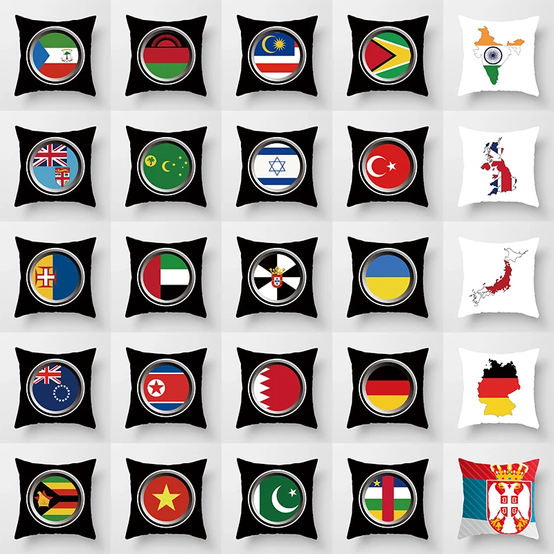 Наволочки с различными национальными флагами белый декоративный чехол для