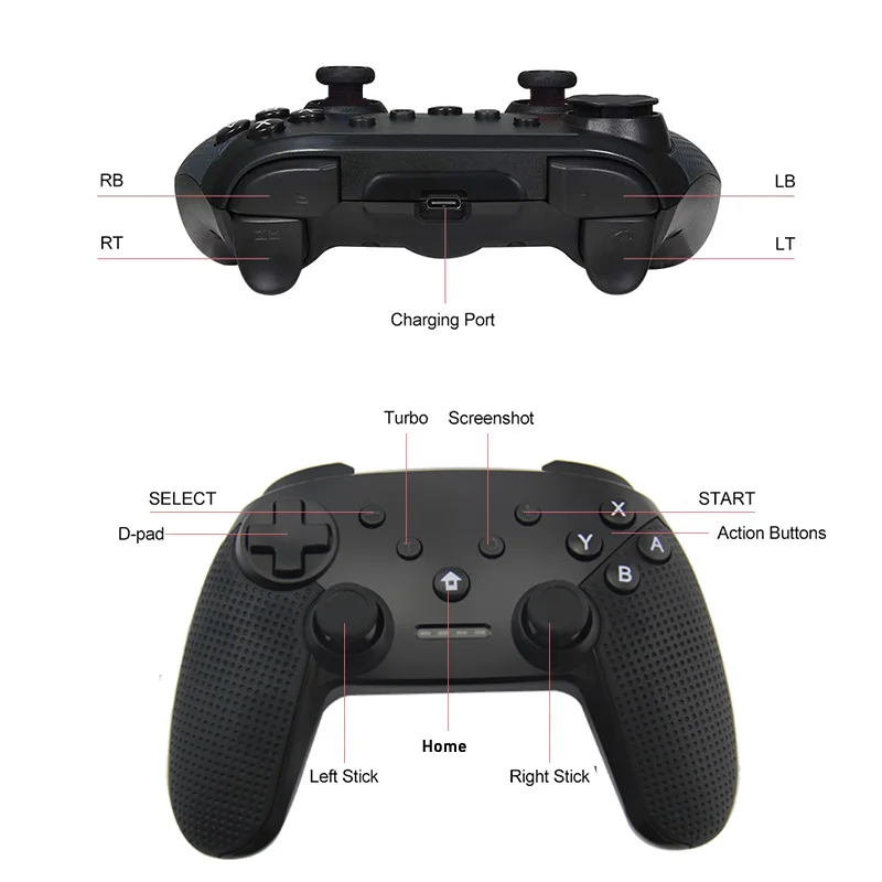 Беспроводной Bluetooth геймпад игровой джойстик с рукояткой 6 осей для Switch Pro NS