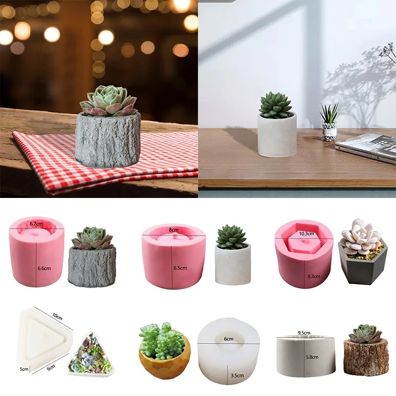 

Geometric Shape Silicone Mold Concrete Molds Flower Succulents Plants Cement Planter Mold Home Decor Candlestick Resin Molds